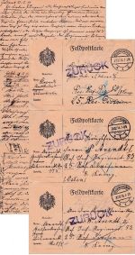 DR - Feldpostnachlass Sept 1914/Jan 1918 14 Belege (u.a. Kondolenz-Telegramm)