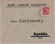 DR - 10 Pfg. Korbdeckel stark verzähnt Brief Glauchau - Apolda 1924