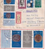 DDR - 25 J. Kulturbund Zusammendruck+Leerfeld u.a. Einschreibebrief Halle 1972