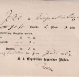 Bayern - Zweibrücken 1852 Fahrpostaufgabeschein f. Paket n. FRANKREICH