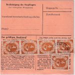BRD - 90+5x4 Pfg. Posthorn Paketkarte Erlbach - Malente 1954