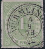 Württemberg - 1 Kr. Ziffer/Oval gestempelt K2 Wurmlingen 4.9.73