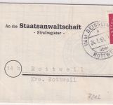 BRD - Deisslingen ü. Rottweil Poststelle I "Wende"-Brief n. Rottweil 1961