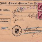 DR - 4x10 Pfg. Korbdeckel/Dienst Zustellurkunde Oberndorf - Rottweil 1925