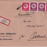 DR - 2x15+2x12 Pfg. Hkr. Dienst-Einschreibebrief Horb - Rottweil 1944