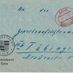 BRD - Calw Gebühr bezahlt 1952 roter Ovalstpl. Brief n. Tübingen