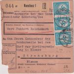 DR - 2x20+5 Pfg. Hkr./AH Wertpaketkarte Konstanz - Strassburg 1944