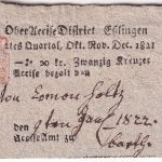 Württemberg - Esslingen 1822 Acciseschein (Zollquittung)
