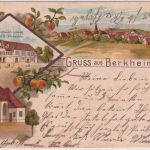 Württemberg - Berkheim Gatshaus Kirche Mehrbild-Farblitho 1904
