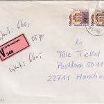 BRD - 2x500 Pfg. SWK Wertbrief (Selbstklebe-Label !) Deizisau - Hamburg 1994