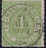 Württemberg - Klein-Süssen 21. AUG 1874 fast zentr. 1 Kr. Ziffer/Oval dst.