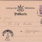 Württemberg - Geislingen 8/6 kl. K1 5 Pfg. Ganzsache n. Göppingen 1882