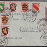 FZ-Allg. - 1 M. Goethe + 10 Pfg. Wappen u.a. Ortsbrief Saarbrücken 1947