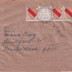 FZ-Allg. - 8 Pfg. Wappen 3er-Streifen/Zwischensteg Brief Herrischried 1947