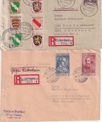 FZ-Allg. - Wappen/Dichter kompl. Satz 2 Einschreibebriefe Murg - Dohna 1946