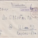 FZ-Allg. - Ravensburg 1946 Teilbarfrankatur Einschreibebrief n. Ulm