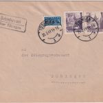 FZ/Württemberg - (14b) Bebenhausen ü. Tübingen Landpost-Ra2 Brief 1949