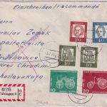 BRD - Tübingen 1961 Einschreibebrief i.d. CSSR - tschech. Devisenzensur - Retour