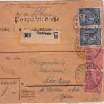DR-Infla - 2x1+2x2 M. Dienstpaketkarte (Polizei) Reutlingen - Heuberg 1922