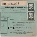 BRD - 2x70 Pfg. Bed. Deutsche Paketkarte Gönningen ü. Reutlingen 1962
