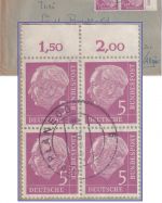 BRD - 5 Pfg. Heuss I 4er-Block/OBERRAND Brief Planegg - Grönenbach 1961