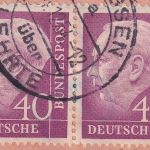 BRD - 40 Pfg. Heuss I waagr Paar Paketkarte Poststelle I Hänigsen ü. Lehrte 1954