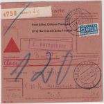 BRD 30 Pfg. Heuss I Bearbeitungsgebühr unfreie Nachnahme-Paketkarte Herford 1955