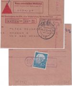 BRD 30 Pfg. Heuss I Bearbeitungsgebühr Nachnahme-Paketkarte Weiden 1955