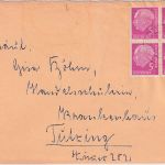 BRD - 5 Pfg. Heuss I Viererblock Brief Iffeldorf - Tutzing 1956