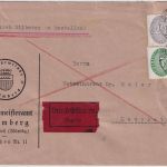DR - 3x20+5 Pfg. Strohhut Eilbrief Schömberg - Laupheim 1933