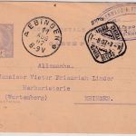 Portugal - 20 R. Ganzsache Lissabon - Ebingen 1907