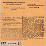 BRD - 90+30 Pfg. Heuss I + 2xNotopfer Paketkarte (2 Pkte.) Kleinheubach 1955