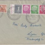 BRD - 1+5+10+20 Pfg. Heuss I/Ziffer Zusammendruck u.a. Brief Boppard 1958