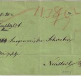 Baden - Carlsruhe K1/Sonderform Nachnahmebrief(Vds.) n. Neustadt ca. 1845