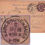 DR - Karlsruhe in Baden 2. 15/12. 80 *a Klaucke-K1 Ganzsache n. München