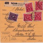 DR-Infla - 4x3+2 M. Posthorn Paketkarte (Selbstbucher) Karlsruhe Stetten 4.9.22