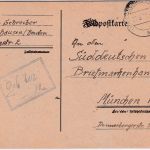 FZ/Baden - (17a) Berghausen 27.8.46 Ra1 hds. "Geb bez" Vermerk Karte n. München