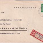 All.Bes. - Langensteinbach ü. Karlsruhe Poststelle I Einschreibebrief 1947