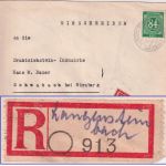 All.Bes. - Langensteinbach ü. Karlsruhe Poststelle I Einschreibebrief 1947