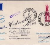 Italien Lufthansa-Ost 1st-flight/Zuleitungspost KM-Stadt - Leipzig 29.4./2.5.58