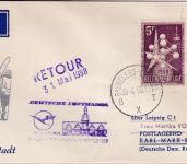 Belgien Lufthansa-Ost 1st-flight/Zuleitungspost Leipzig - KM-Stadt 30.4./2.5.58