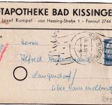BRD - 15 Pfg. Heuss I Warenprobe bis 100g/Vds. Bad Kissingen - Langendorf 1959