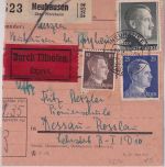 DR - 1 RM AH u.a. Eilpaketkarte Neuhausen ü. Pforzheim - Dessau/Pi-Schule 1943
