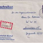 BRD - Dietlingen ü. Pforzheim Poststelle I Einschreibebrief n. München 1960
