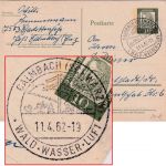 BRD - Calmbach 11.4.62 aptierter Handwerbestempel 10 Pfg Ganzsache n. Ingolstadt