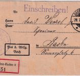 DR - Baden-Baden 1926 Frei d. Ablösung (Finanzamt)/Orts-Einschreibebrief