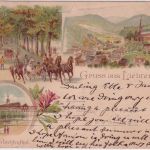 Baden - Lichtenthal Kloster etc. farb. Mehrbildlitho gelaufen n. USA 1898