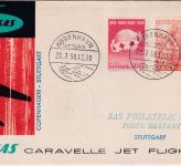Dänemark - SAS 1st-flight Caravelle Copenhagen Stuttgart Schmuckkuvert 20.7.59