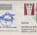Berlin - PanAm 1st-flight London Frankfurt Tokyo 25 Pfg Privatganzsache 11.10.59