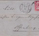 Baden - 3 Kr. Wappen Brief K2 Bühl G.B. 20/6 - Offenburg 1866 - mit Inhalt